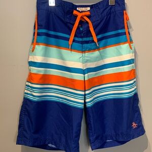 Orange and Blue Striped Swimwear